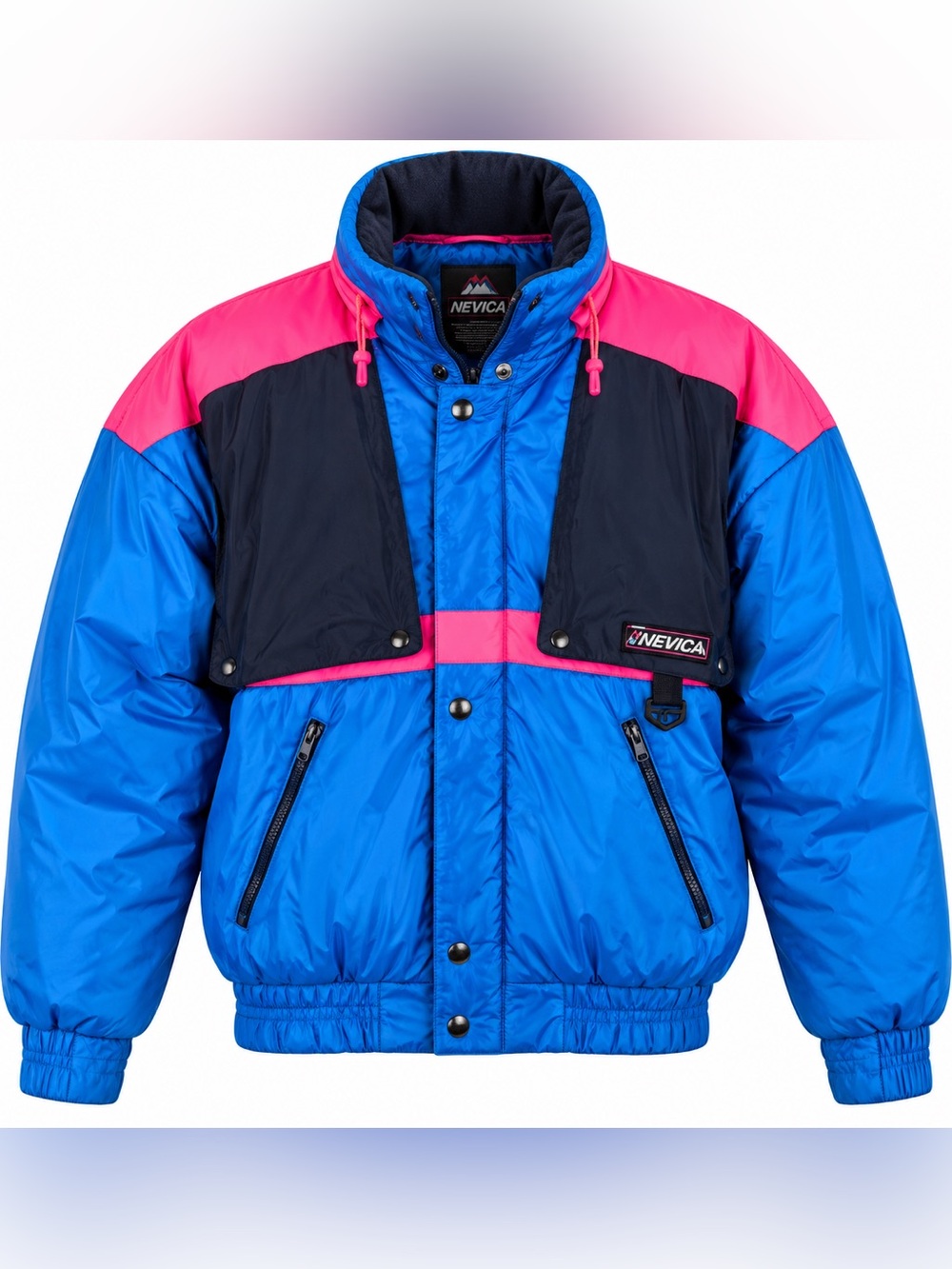 Vintage 80s 90s Nevica Obermeyer Ski Jacket Blue Pink Black Colorblock Retro 40
